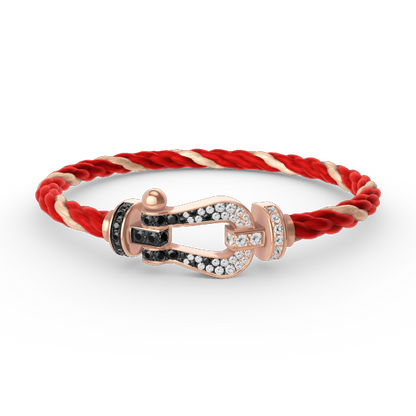 Pomuse FORCE LARGE HORSESHOE BLACK WHITE DIAMOND BRACELET ROSE GOLD