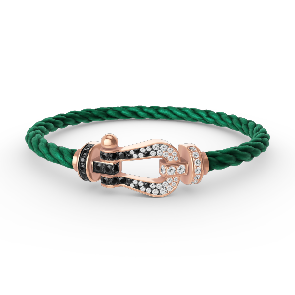 Pomuse FORCE LARGE HORSESHOE BLACK WHITE DIAMOND BRACELET ROSE GOLD