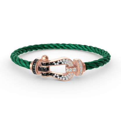 Pomuse FORCE LARGE HORSESHOE BLACK WHITE DIAMOND BRACELET ROSE GOLD