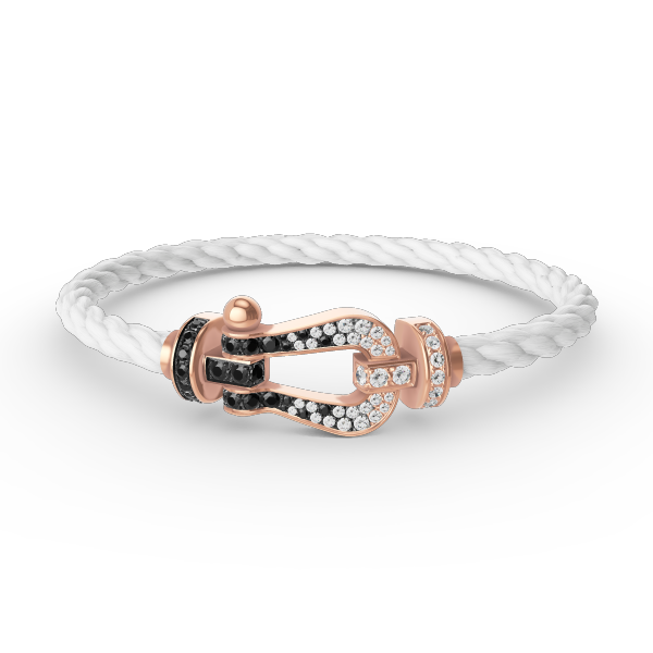 Pomuse FORCE LARGE HORSESHOE BLACK WHITE DIAMOND BRACELET ROSE GOLD