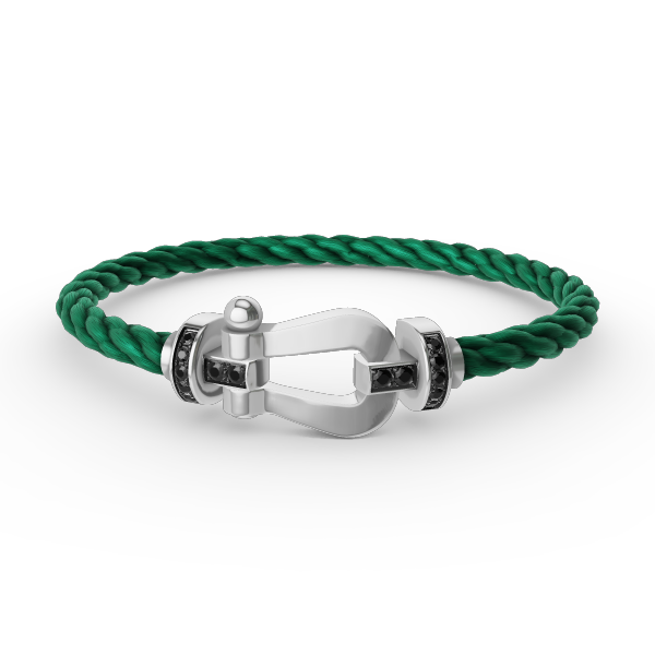 Pomuse FORCE LARGE HORSESHOE BLACK DIAMOND BRACELET SILVER