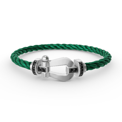 Pomuse FORCE LARGE HORSESHOE BLACK DIAMOND BRACELET SILVER