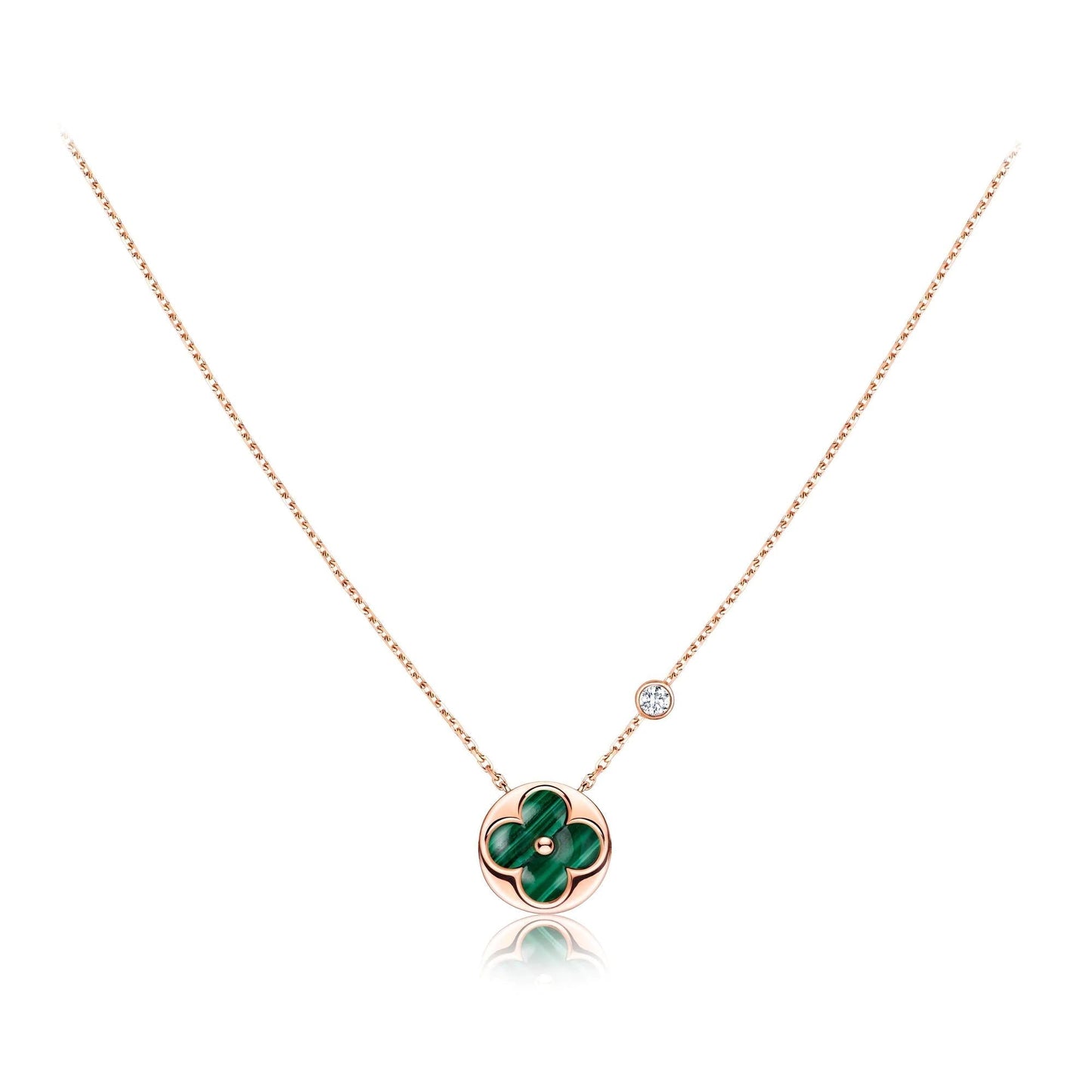 Pomuse SUN PEDANT PINK GOLD 1 DIAMOND NECKLACE