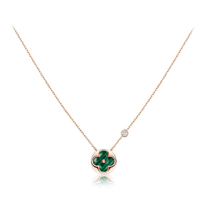 Pomuse SUN PEDANT PINK GOLD 1 DIAMOND NECKLACE