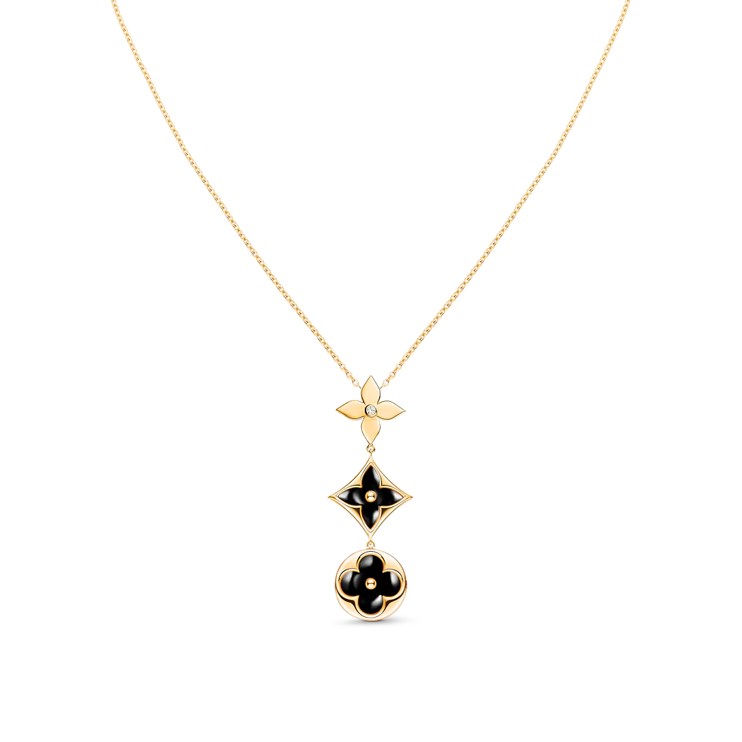 Pomuse STAR AND SUN ONYX PINK GOLD NECKLACE