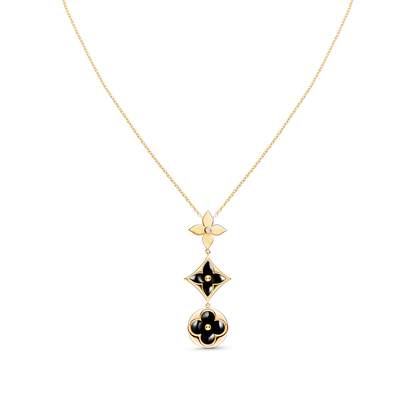 Pomuse STAR AND SUN ONYX PINK GOLD NECKLACE