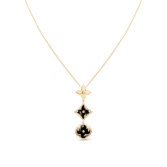 Pomuse STAR AND SUN ONYX PINK GOLD NECKLACE