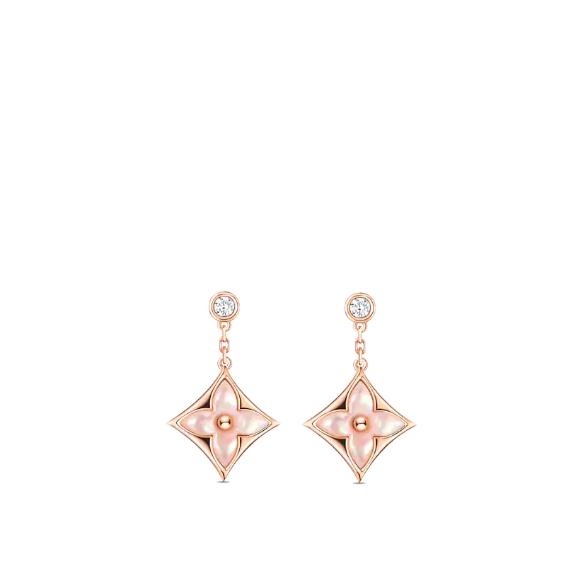 Pomuse DOUBLE STAR PINK GOLD MOP DROP EARRINGS