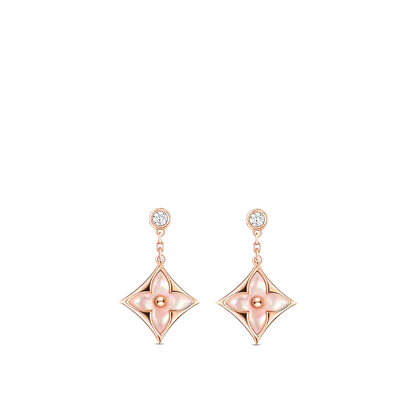 Pomuse DOUBLE STAR PINK GOLD MOP DROP EARRINGS