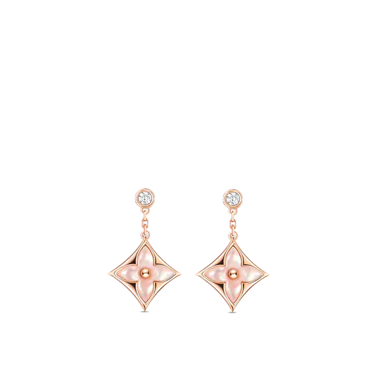 Pomuse DOUBLE STAR PINK GOLD MOP DROP EARRINGS