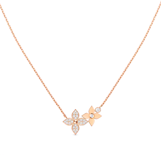 Pomuse STAR BLOSSOM NECKLACE PINK GOLD DIAMONDS