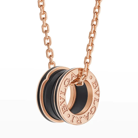 Pomuse ZERO 1 BLACK CERAMIC PINK GOLD NECKLACE