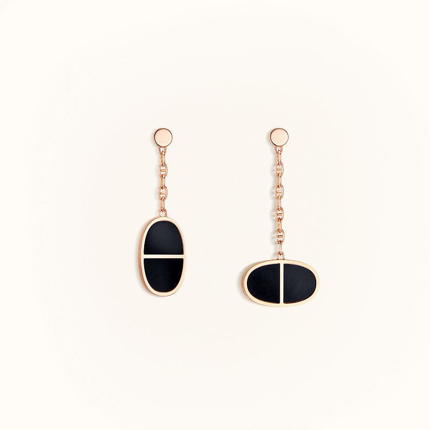 Pomuse CHAINE VERSO BLACK CERAMIC EARRINGS