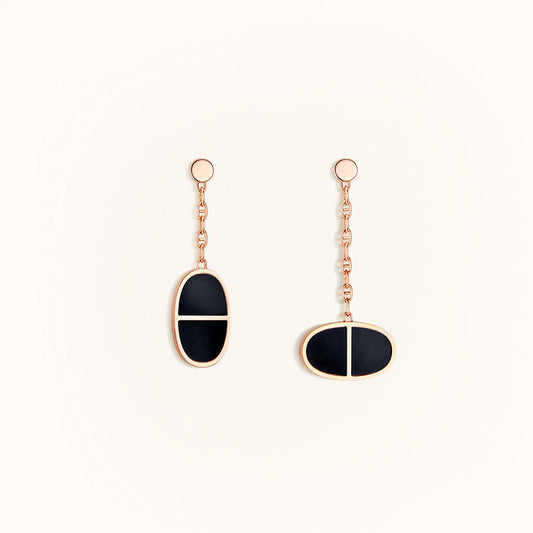 Pomuse CHAINE VERSO BLACK CERAMIC EARRINGS