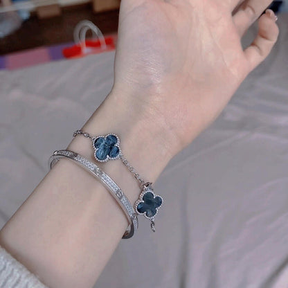Pomuse CLOVER 5 MOTIF PIETERSITE SILVER BRACELET