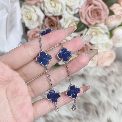 Pomuse CLOVER 5 MOTIF PIETERSITE SILVER BRACELET