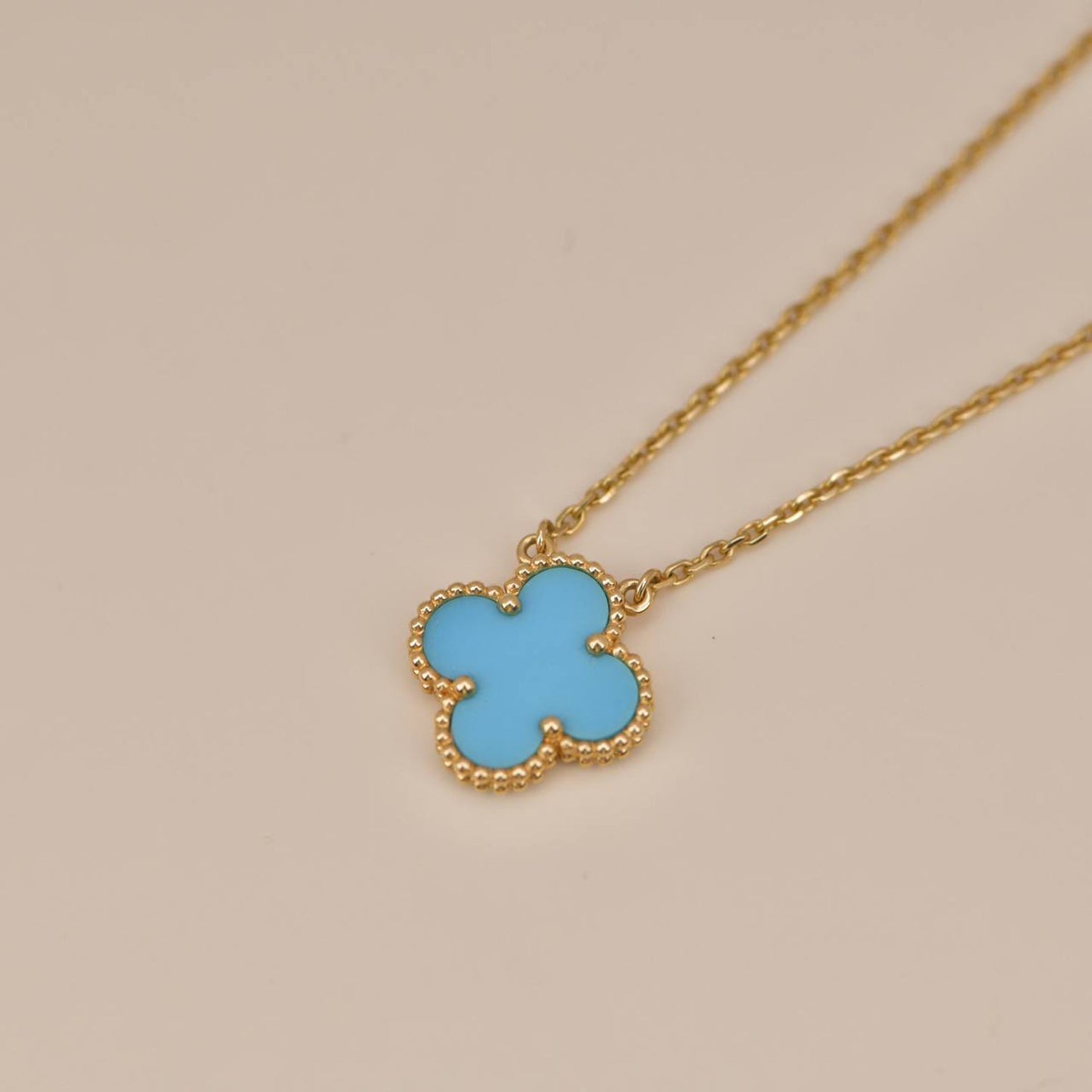 Pomuse CLOVER 15MM VINTAGE TURQUOISE NECKLACE