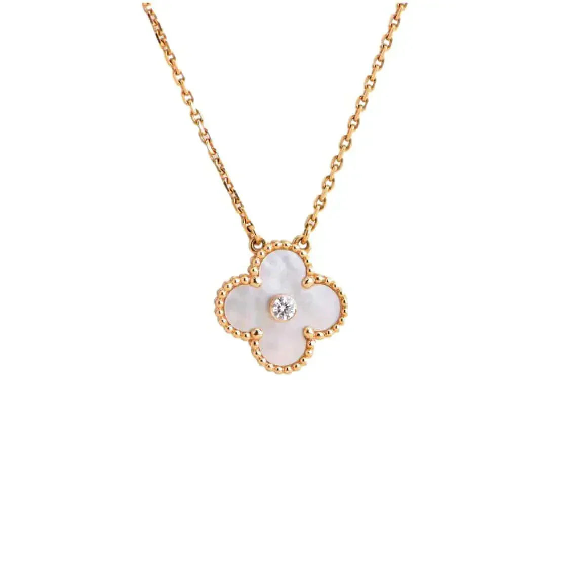 Pomuse CLOVER 15MM DIAMOND WHITE FRITILLARIA NECKLACE