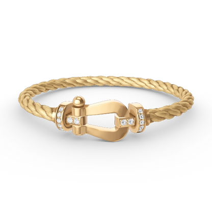 Pomuse FORCE LARGE HORSESHOE HALF DIAMOND BRACELET GOLD