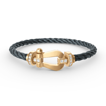 Pomuse FORCE LARGE HORSESHOE HALF DIAMOND BRACELET GOLD