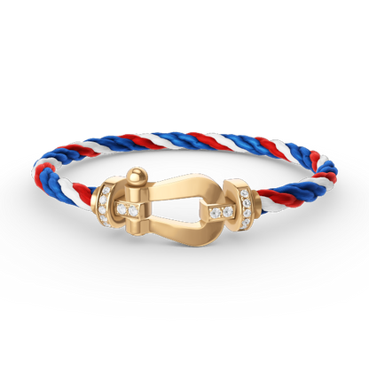 Pomuse FORCE LARGE HORSESHOE HALF DIAMOND BRACELET GOLD