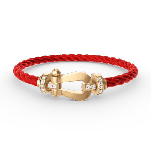 Pomuse FORCE LARGE HORSESHOE HALF DIAMOND BRACELET GOLD