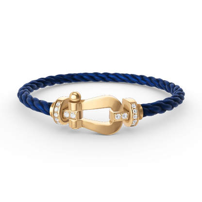 Pomuse FORCE LARGE HORSESHOE HALF DIAMOND BRACELET GOLD