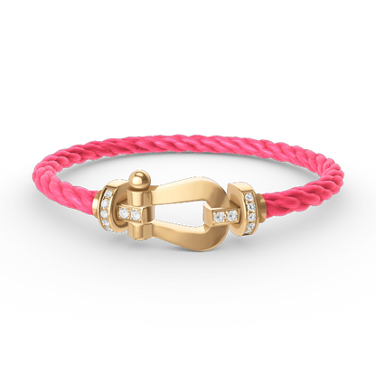 Pomuse FORCE LARGE HORSESHOE HALF DIAMOND BRACELET GOLD
