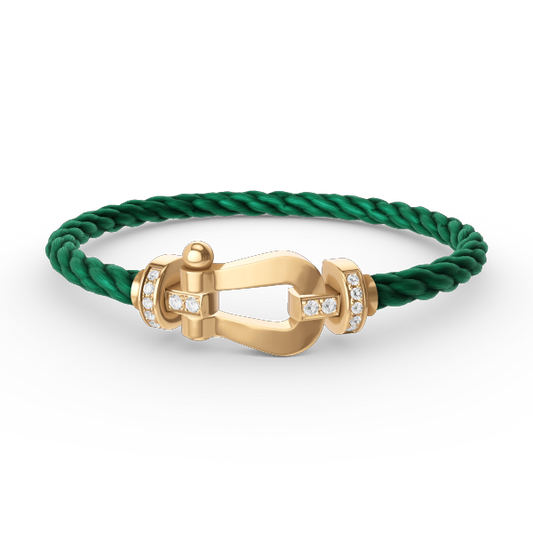 Pomuse FORCE LARGE HORSESHOE HALF DIAMOND BRACELET GOLD