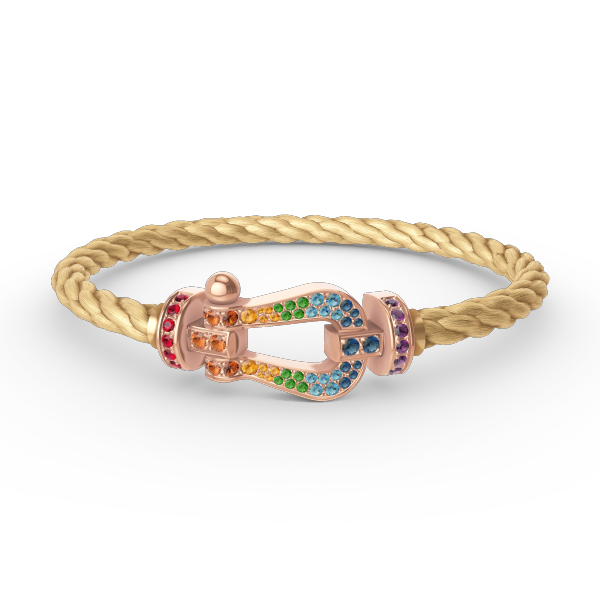 Pomuse FORCE LARGE HORSESHOE  COLORED DIAMOND BRACELET ROSE GOLD