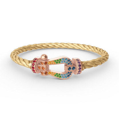 Pomuse FORCE LARGE HORSESHOE  COLORED DIAMOND BRACELET ROSE GOLD