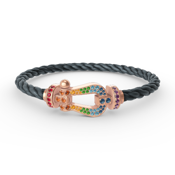 Pomuse FORCE LARGE HORSESHOE  COLORED DIAMOND BRACELET ROSE GOLD