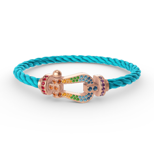 Pomuse FORCE LARGE HORSESHOE  COLORED DIAMOND BRACELET ROSE GOLD