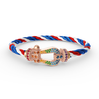 Pomuse FORCE LARGE HORSESHOE  COLORED DIAMOND BRACELET ROSE GOLD