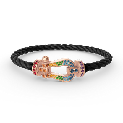 Pomuse FORCE LARGE HORSESHOE  COLORED DIAMOND BRACELET ROSE GOLD