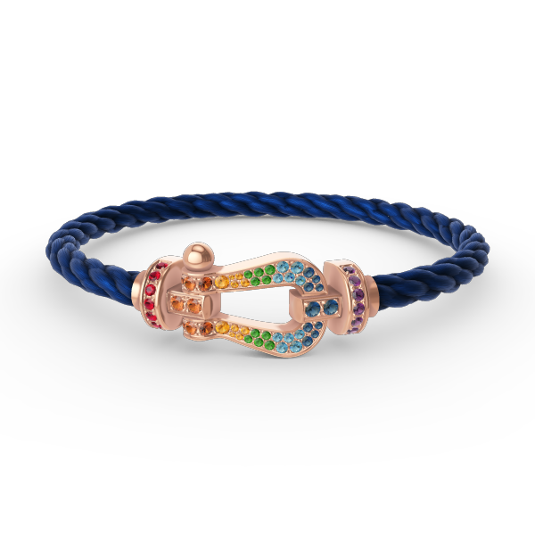 Pomuse FORCE LARGE HORSESHOE  COLORED DIAMOND BRACELET ROSE GOLD