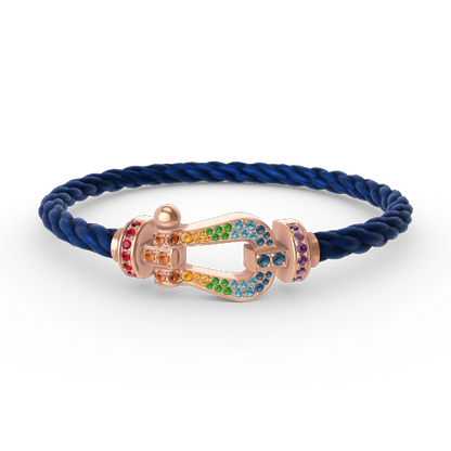 Pomuse FORCE LARGE HORSESHOE  COLORED DIAMOND BRACELET ROSE GOLD