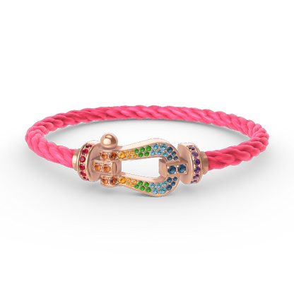 Pomuse FORCE LARGE HORSESHOE  COLORED DIAMOND BRACELET ROSE GOLD