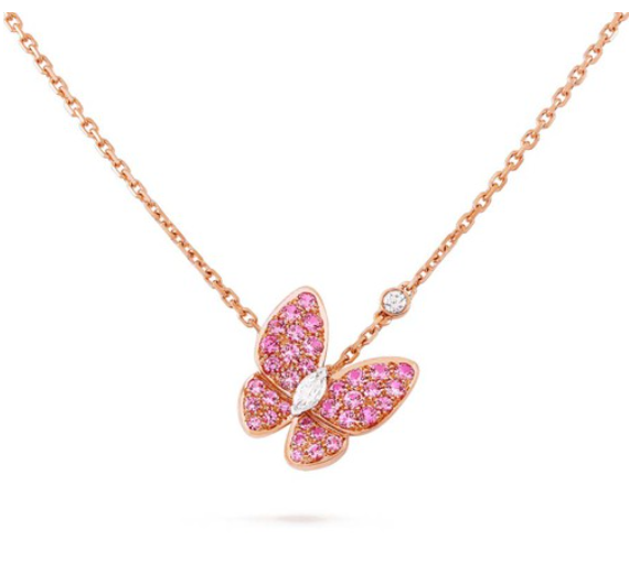 Pomuse BUTTERFLY RED DIAMOND ROSE GOLD NECKLACE