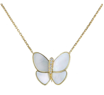 Pomuse BUTTERFLY GOLD MOP DIAMOND NECKLACE