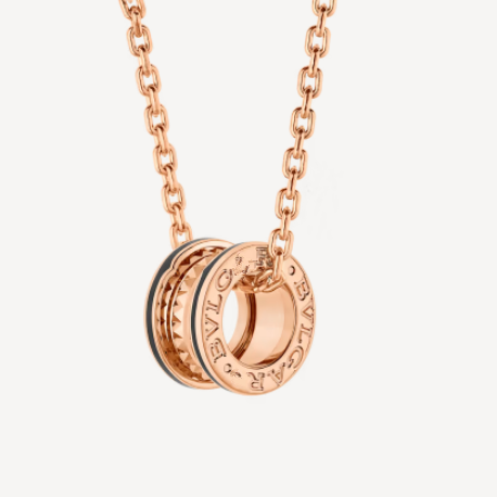 Pomuse ZERO 1 ROCK PEDANT PINK GOLD BLACK NECKLACE