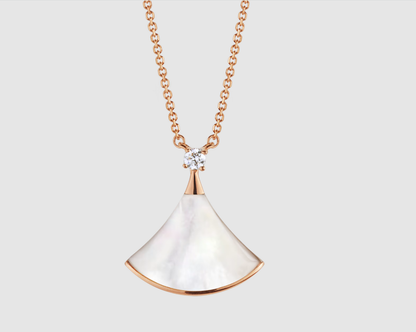 Pomuse DREAM NECKLACE WHITE MOP PINK GOLD 1 DIAMOND