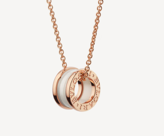 Pomuse ZERO 1 WHITE CERAMIC PINK GOLD NECKLACE