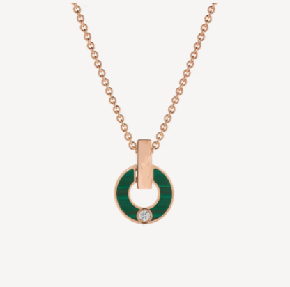 Pomuse GARI NECKLACE PINK GOLD MALACHITE
