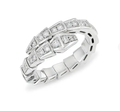 Pomuse SERPENTI RING SILVER DIAMOND PAVED 4MM