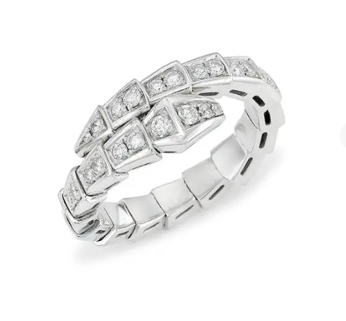 Pomuse SERPENTI RING SILVER DIAMOND PAVED 4MM