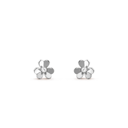 Pomuse FRIVOLE MINI SILVER FLOWER EARRINGS