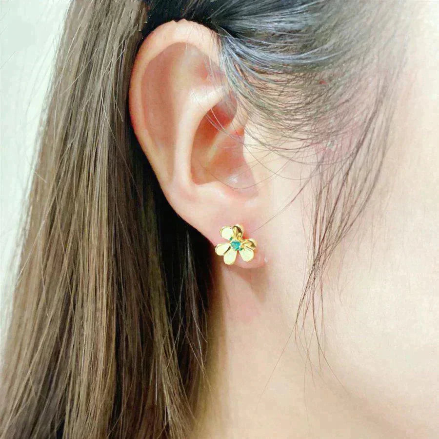 Pomuse FRIVOLE  FLOWER MALACHITE EARRINGS