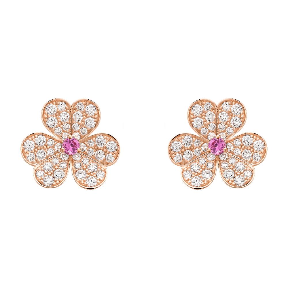 Pomuse FRIVOLE PINK GOLD FLOWER DIAMOND EARRINGS
