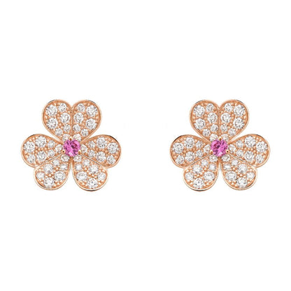 Pomuse FRIVOLE PINK GOLD FLOWER DIAMOND EARRINGS